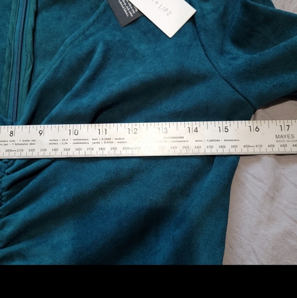 NWT Sugar Lips Size XS EMERALD Green fit and flare Micro suade texture Dress. - Picture 8 of 10